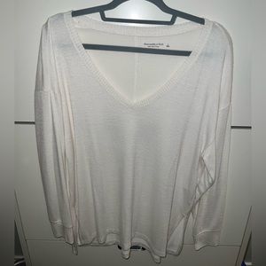 Abercrombie & Fitch White V-Neck Sweater - Soft A&F Collection - Size L